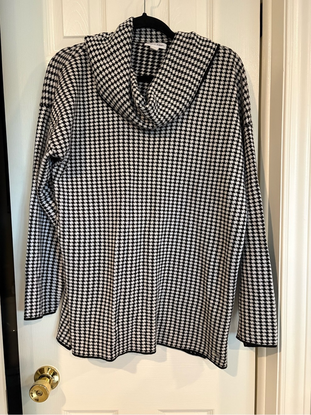 Calvin Klein Black and White Houndstooth Sweater Tunic Length